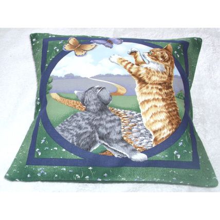 Lovely pretty kittens chasing butterflies cushion pillow