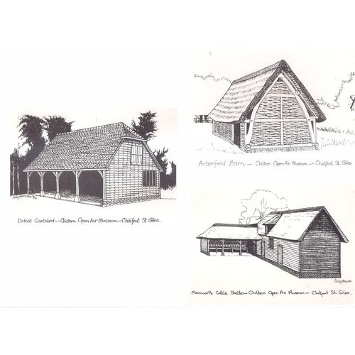 set of 6 CHILTERN OPEN-AIR MUSEUM, postcards Chalfont St. Giles Meg Amsden =