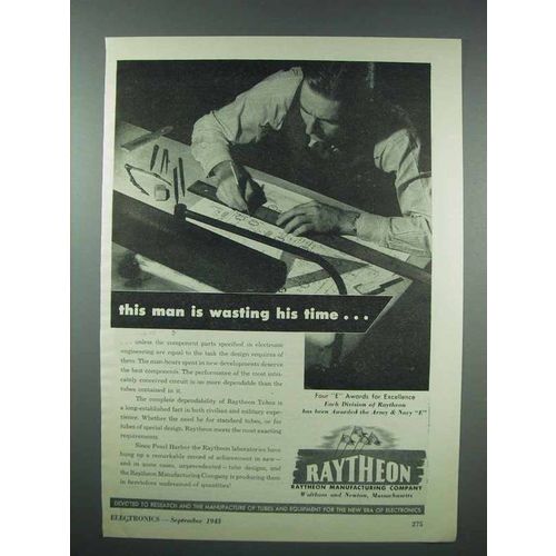 1943 Raytheon Tubes Ad - Man is Wasting His Time