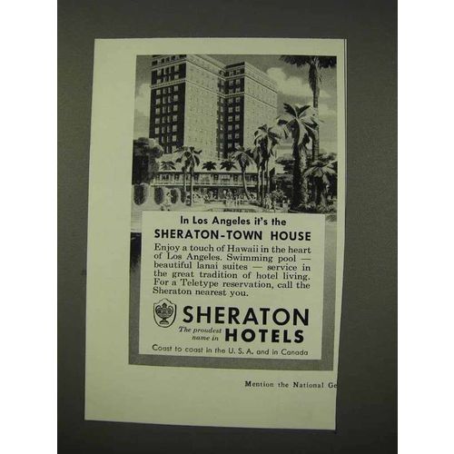 1956 Sheraton Hotel Ad - Los Angeles Town House