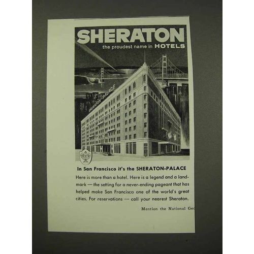 1956 Sheraton Hotel Ad - San Francisco Sheraton-Palace