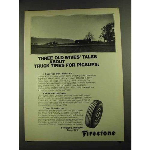 1972 Firestone Transport Truck Tire Ad, Old Wives Tales