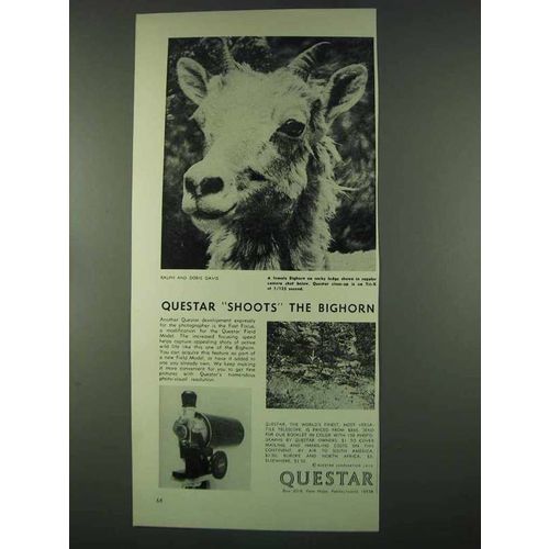 1974 Questar Telescope Ad - Shoots the Bighorn