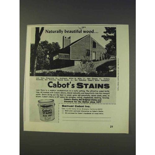 1977 Cabot's Stains Ad - Naturally Beautiful Wood