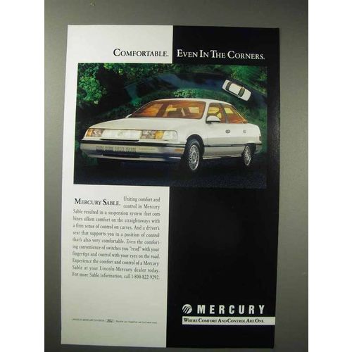 1988 Mercury Sable Car Ad - Comfortable in the Corners