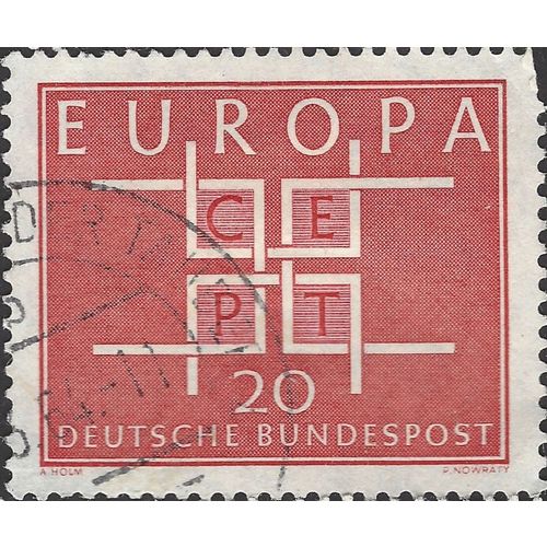 GERMANY, Europa CEPT, Squares, red 1963, 20pf, #5