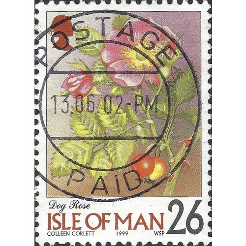 ISLE O MAN, FLOWER, Dog Rose. Rosa canina, red 1999, 26p, #5