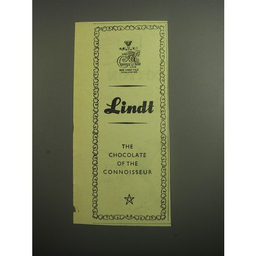 1948 Lindt Chocolate Ad - Lindt the chocolate of the connoisseur