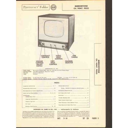 MIRRORTONE chassis 9047 9055 TV television Sams Photofact manual