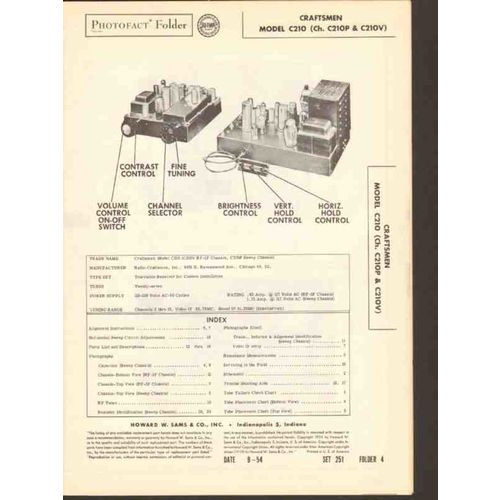 RADIO CRAFTSMEN model C210 television receiver Sams Photofact manual