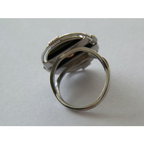 SIZE 5 3/4- 10K WHITE GOLD ONYX DIAMOND RING