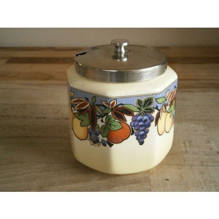 Art Deco Lancasters Ltd Fruit Design Preserve Pot With Metal Lid