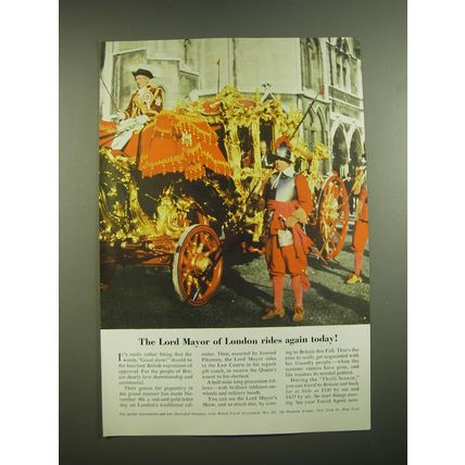 1955 British Travel Association Ad - The Lord Mayor of London rides Again