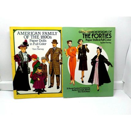 Lot of 2 Vtg 1987 Paper Dolls Books American Family 1890s /Great Fashion 40s G14