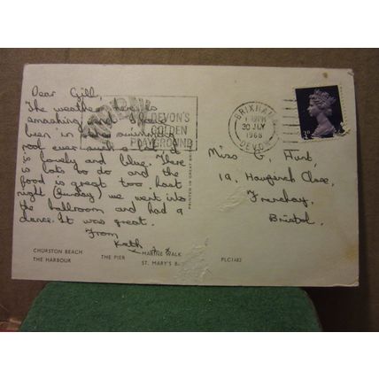 multiview, BRIXHAM, DEVON used vintage postcard 1968 postmark =