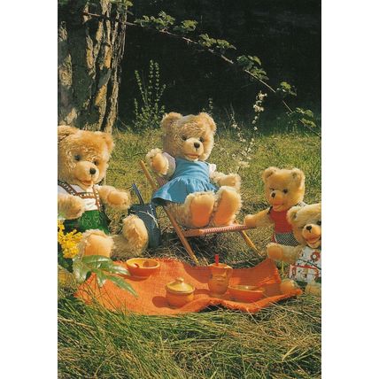 Teddy Bears Bear Picnic Laughing So Cute Real Photo Postcard