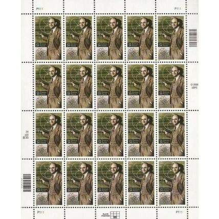 Enrico Fermi Twenty Sheet of Twenty 32 Cent Postage Stamps Scott 3533