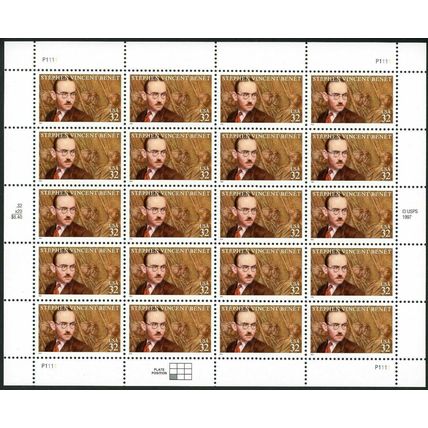 Stephen Vincent Benet Twenty Sheet of Twenty 32 Cent Postage Stamps Scott 3221