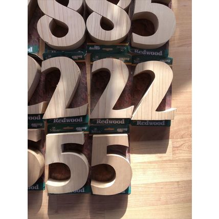 Solid Redwood Number 47 Piece Lot Address Art Crafts Unfinished Wood 7" X 1 1/2"