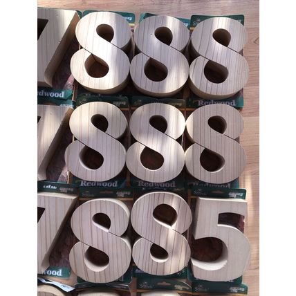 Solid Redwood Number 47 Piece Lot Address Art Crafts Unfinished Wood 7" X 1 1/2"