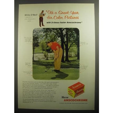1956 Ansco Anscochrome Film Ad - Willie O'Neill - It's a great year