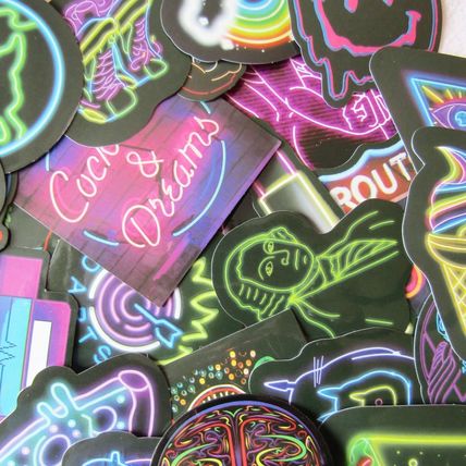 25 Neon Stickers Loose Random Selection age 16+ Fun Scrapbooking Decorate ST20