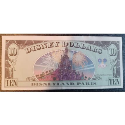 Disney Dollar 2000 $10 . Donald. Disneyland Paris series A 2000 uncurlacted