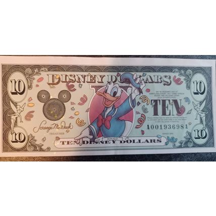 Disney Dollar 2000 $10 . Donald. Disneyland Paris series A 2000 uncurlacted