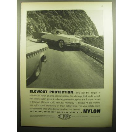 1958 Du Pont Nylon Tires Ad - Blowout protection