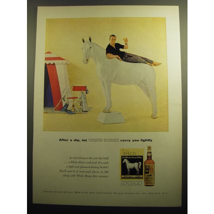1958 White Horse Scotch Ad - After a dip, let White Horse carry you lightly