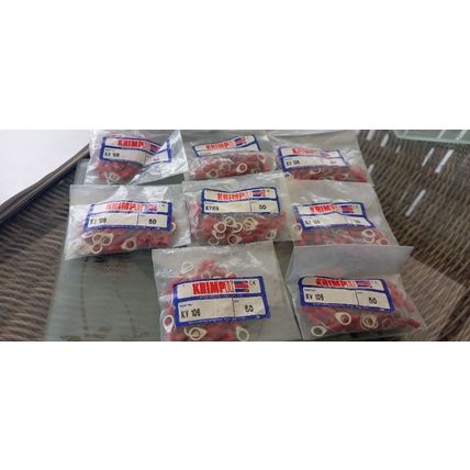 1.5mm Red Insulated Ring Terminals 6mm Hole (8 Pkts of 50)