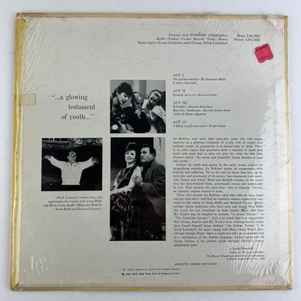 Giacomo Puccini – La Boheme Highlights Vinyl LP Record Album LSC-2655