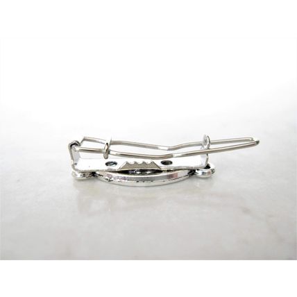 Set of 2 extra tiny small silver metal barrette hair clip for fine thin hair