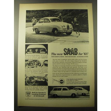 1960 Saab Car Ad - The new Saab for '61
