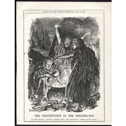 CONSTITUTION IN THE MELTING-POT 1910 John Bernard Partridge PUNCH CARTOON PAGE