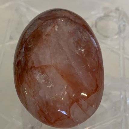 2.25" RED FIRE QUARTZ Hematoid Crystal Polished Palm Stone Tumbled Madagascar