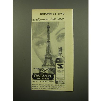1960 Calvet Wines Advertisement - It's chic to say Cal-Vay