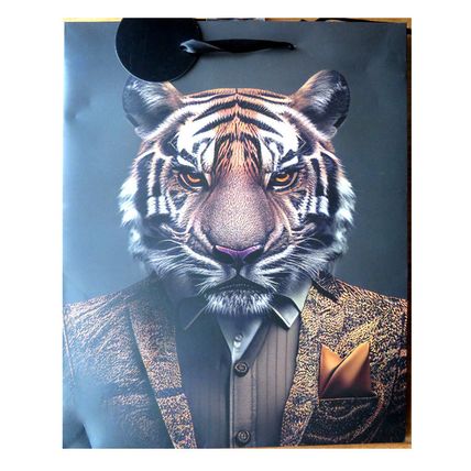 Smartly Dressed Tiger Gift Bag Cynocephaly Wild Animal 33 x 26 cm