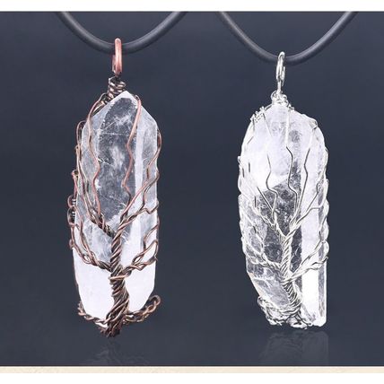 Amorphous Natural Crystal Pendant Necklace – Irregular White Crystal with Plated
