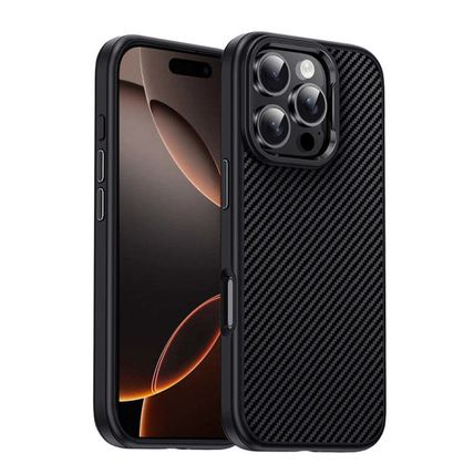 Carbon Fiber Textured Oil Spray MagSafe Magnetic Phone Case, For iPhone 16 Pro M