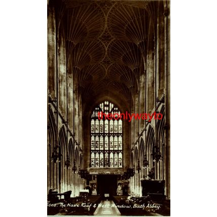 Nave Roof & West Window, Bath Abbey, RP 5008 Sweetman, Postcard