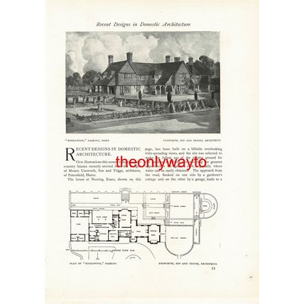 Rookswood, Nazeing, Essex (Plan Durford Wood, Reverse), Book Illustration, 1913