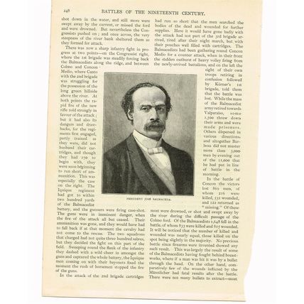 President Jose Balmaceda, Valparaiso 1891, Book Illustration, c1905