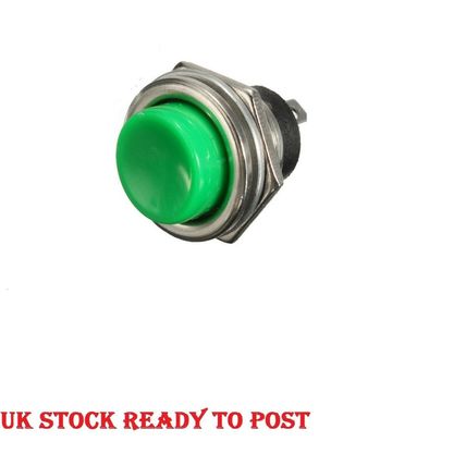 16mm Green Metal Round Momentary Push Button Switch 240V 3A SPST