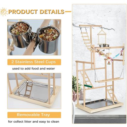 Pet Parrot Playstand Parrots Bird Playground Bird Play Stand Wood Perch Gym Play