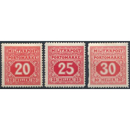 Postage Due: 3 Values - Bosnia Herzegovina 1916 - NM H - MiNr P20/2