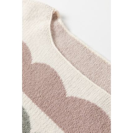 Gray Wave Striped Balloon Sleeve Drop Shoulder Sweater