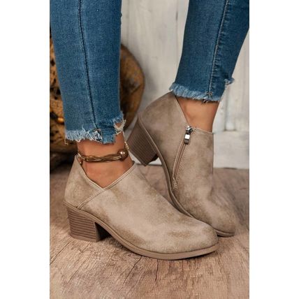 Philippine Gray Tulip Opening Suede Ankle Boots