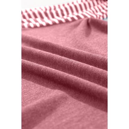 Mineral Red Contrast Print Striped Raglan Long Sleeve Loose Top