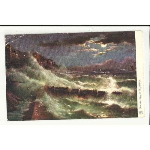 1490 HASTINGS Rough Sea Tuck Oilette Postcard